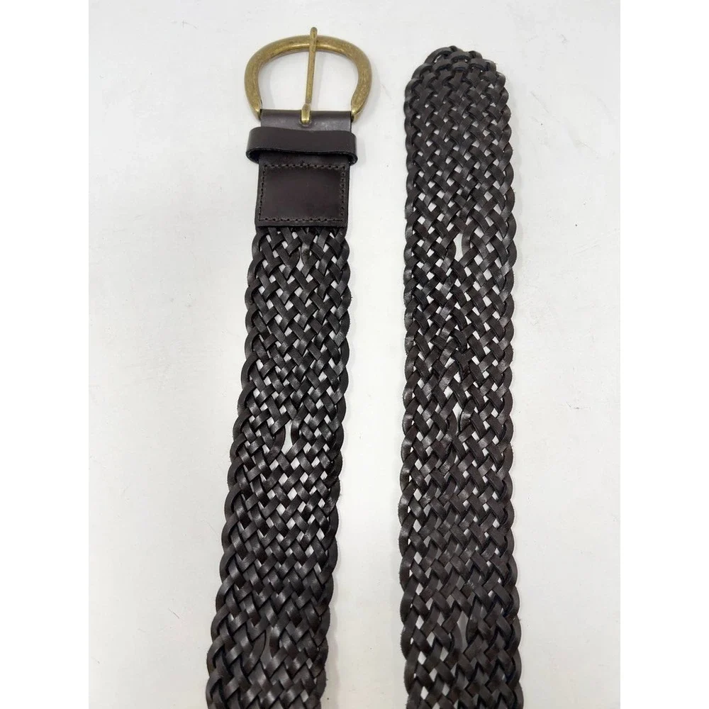 Gap Ladies Black Leather Braided Woven Belt‎ Width Adjustable Small